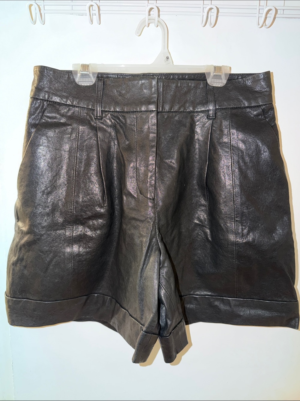 NWT Club Monaco Collection Black Leather Shorts